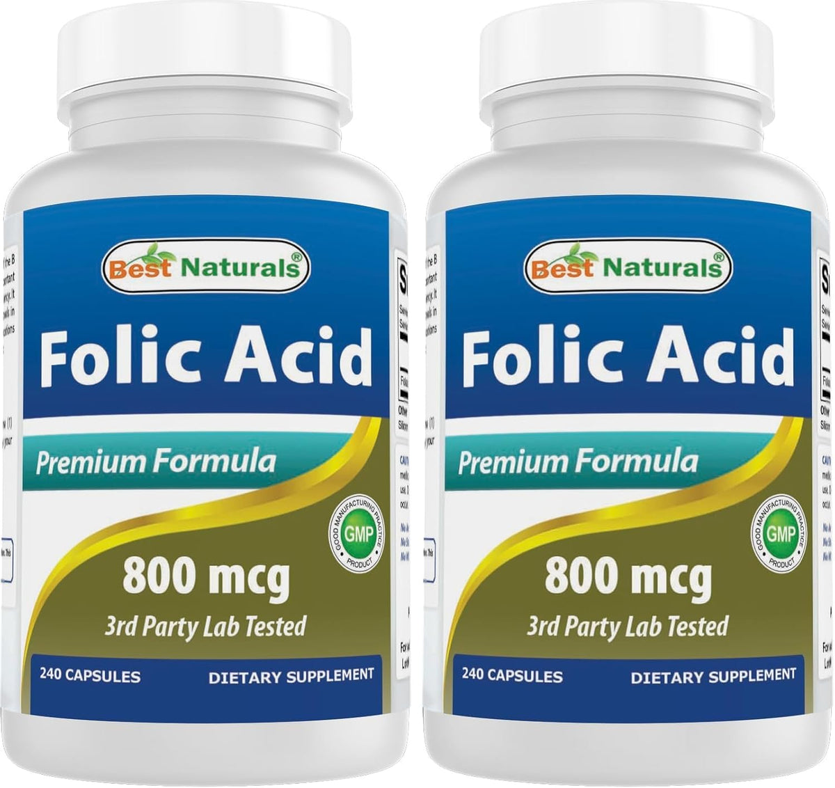 Best Naturals Folic Acid 800 mcg, 240 – Clean Formulation: Non-GMO and gluten-free, with no artificial colours, – Image 8