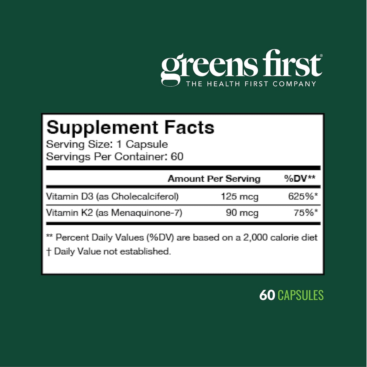 Greens First Vitamins D3+K2 – Support for Normal Bones, Immune System and Calcium Balance (60 Vegetable Capsules) - görsel 6
