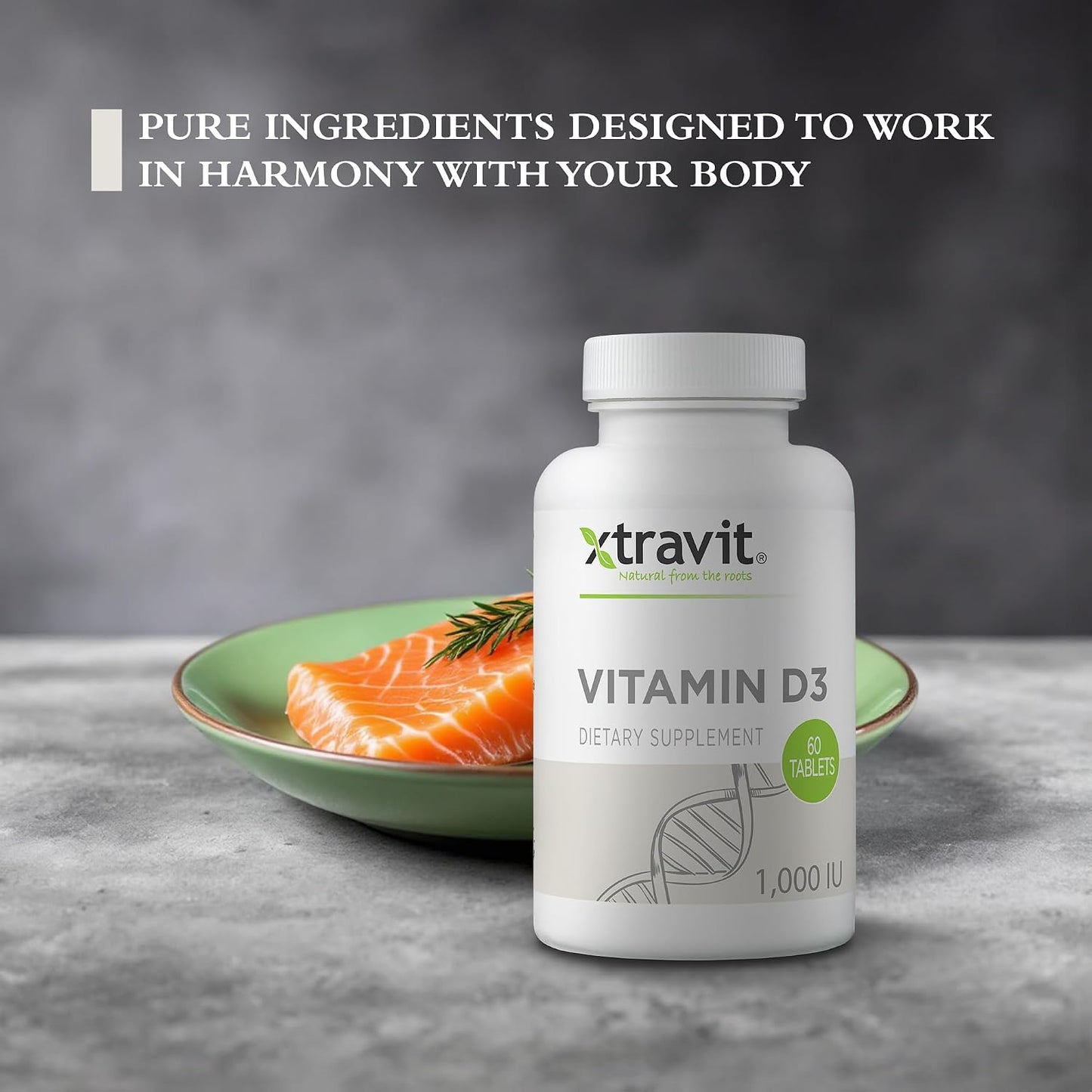 Xtravit Vitamin D3 1000 IU Supplement – Vegan, Non-GMO, Gluten-free – 60 Tablets - görsel 9