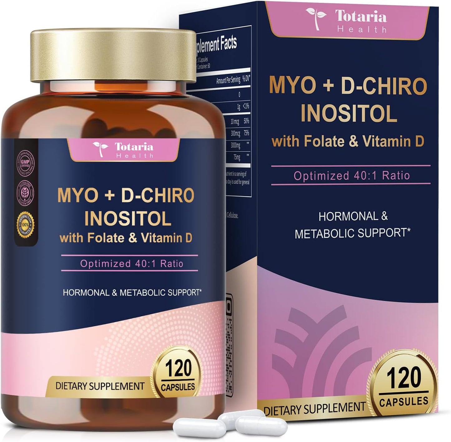 Totaria Inositol Supplement for Women with Vitamin D3, Folate – 40:1 Ratio Myo-Inositol & D-Chiro Inositol, 180 Capsules - görsel 10
