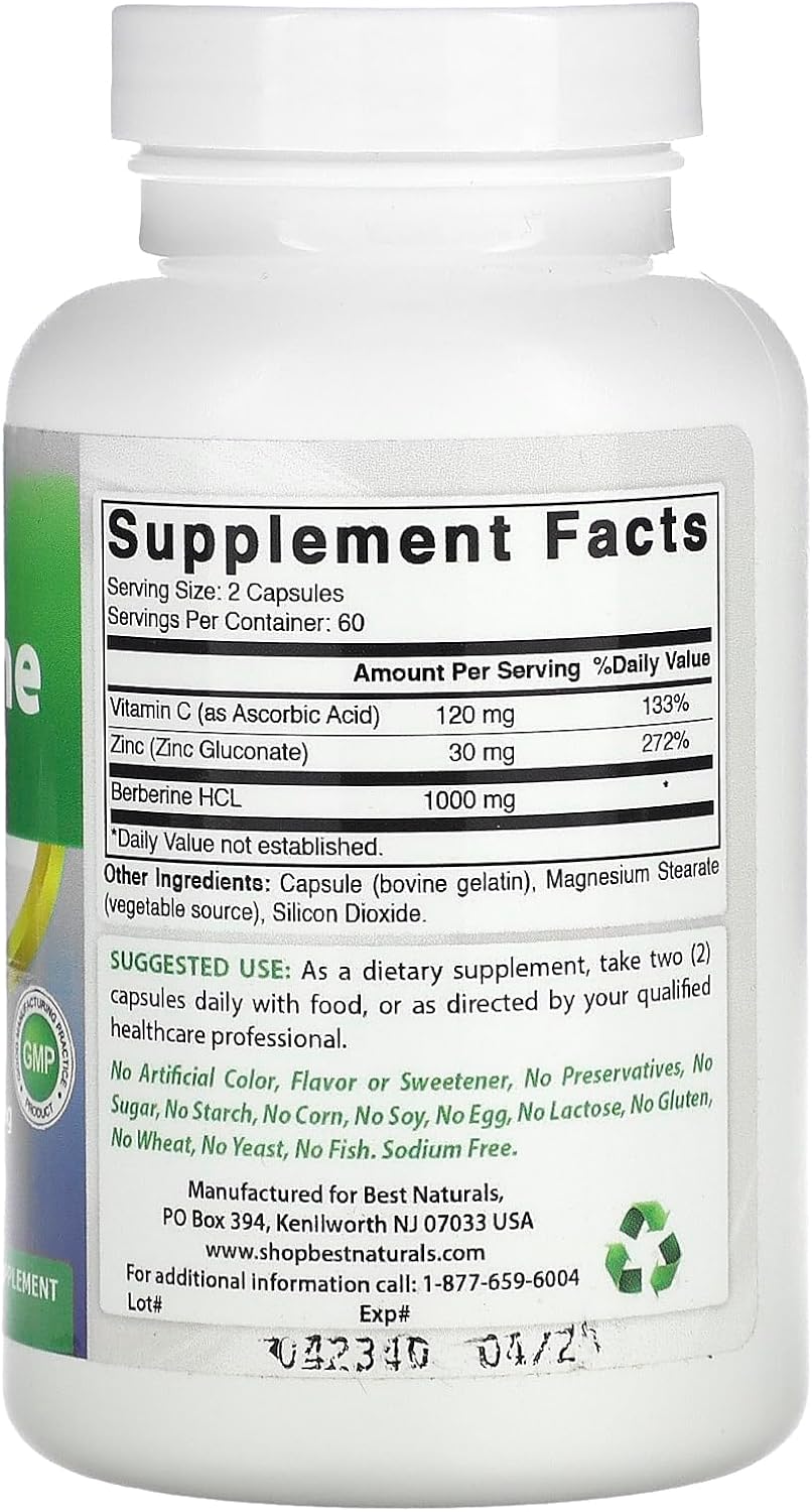 Best Naturals Berberine Plus 1000 mg per Serving, 120 Capsules - görsel 2