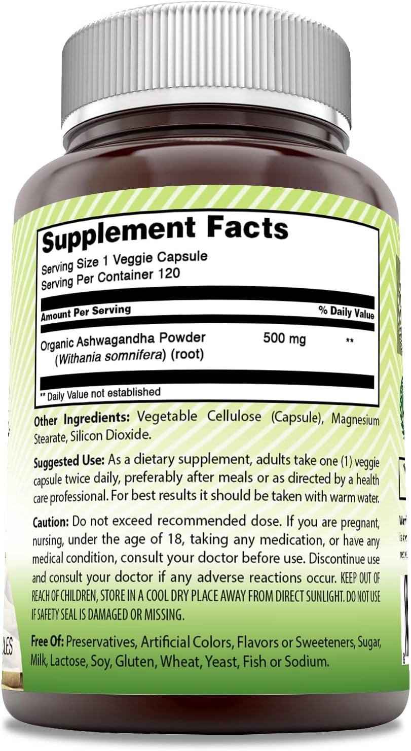 Amazing India Ashwagandha Supplement – 500 mg, 120 Veggie Capsules - görsel 2