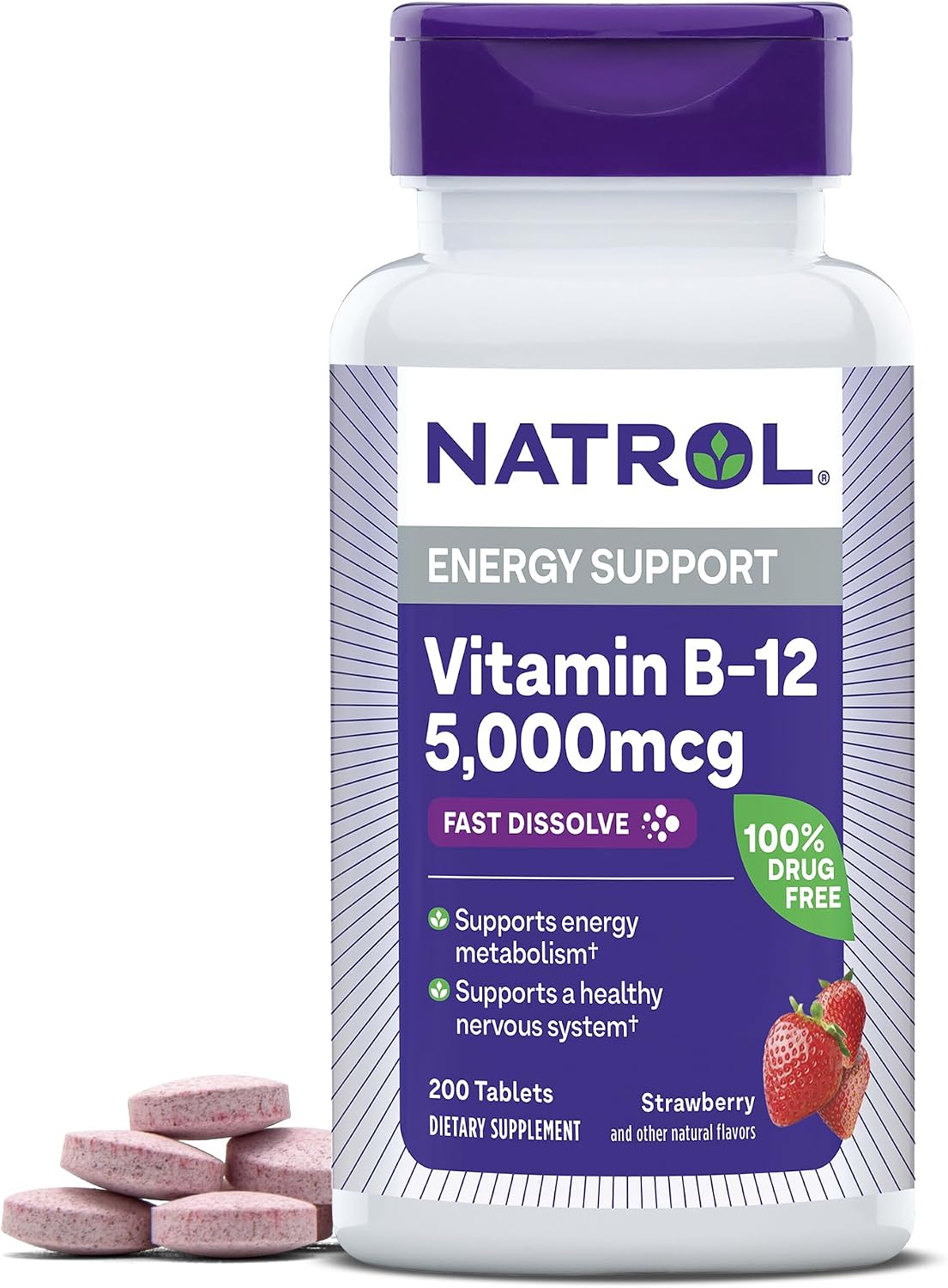 Natrol Vitamin B12 5000 mcg Fast Dissolve B12 Supplement, 100 Tablets - görsel 8