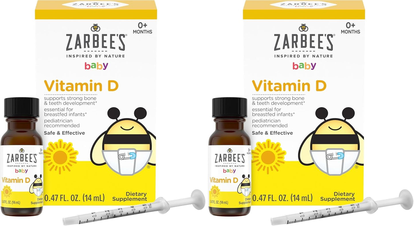 Zarbee's Vitamin D Drops for Infants, 400 IU (10 mcg) Baby & Toddler Liquid Supplement, New-born & Up, Dropper Syringe Included, 0.47 fl oz - görsel 10