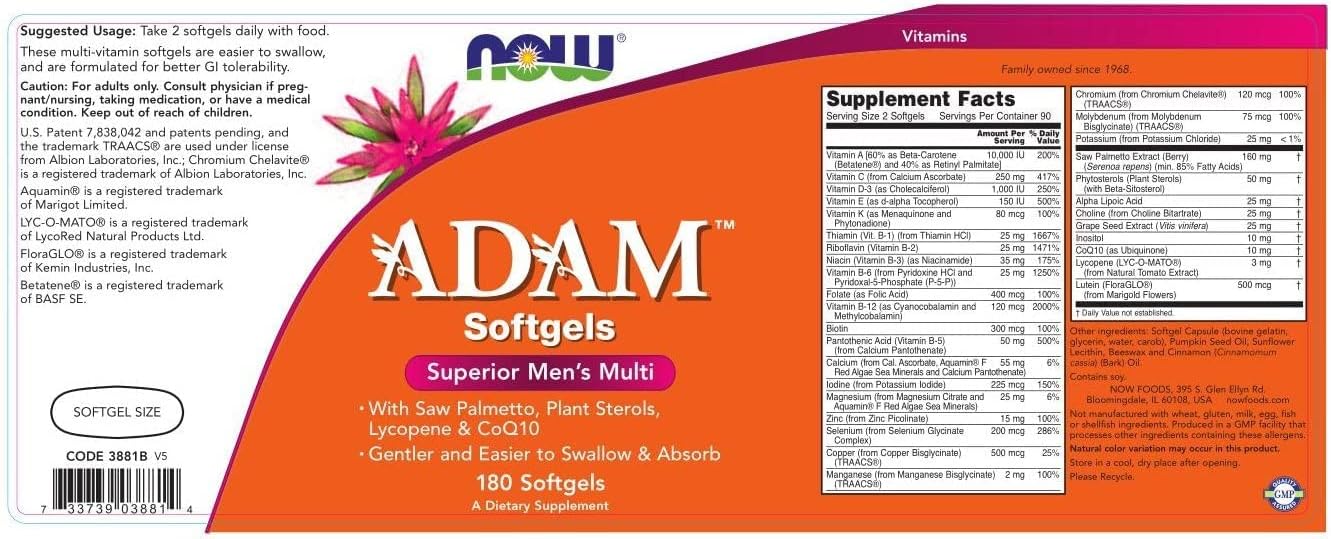 Now Foods ADAM Men's Multivitamin, 180 Softgels (Pack of 2) - görsel 2
