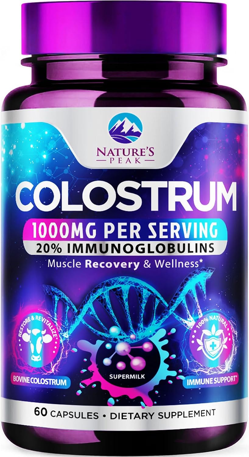 Nature's Peak Bovine Colostrum Supplement 1000mg – 20% Immunoglobulins (IgG) for Immune and Gut Support, 120 Capsules - görsel 10
