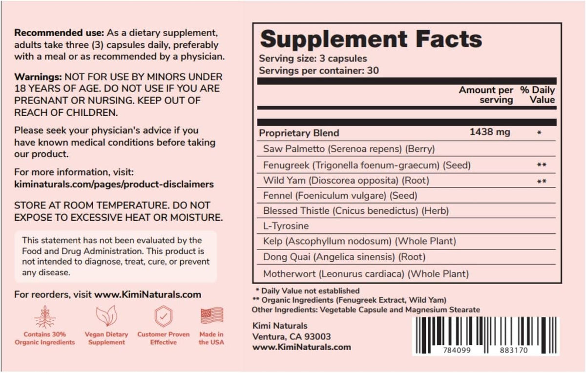 KIMI Naturals Breast Max Plus - Breast Support Supplement with Fenugreek, for Breast Firmness, 90 Capsules - görsel 8