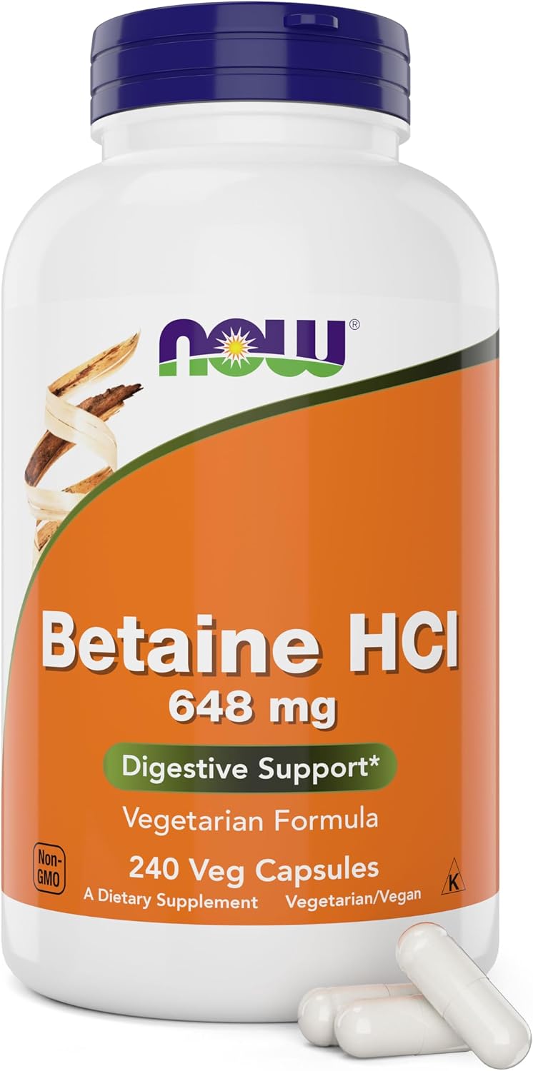 NOW Foods Betaine HCl 648 mg, Vegetarian Formula, 120 Veg Capsules - görsel 10