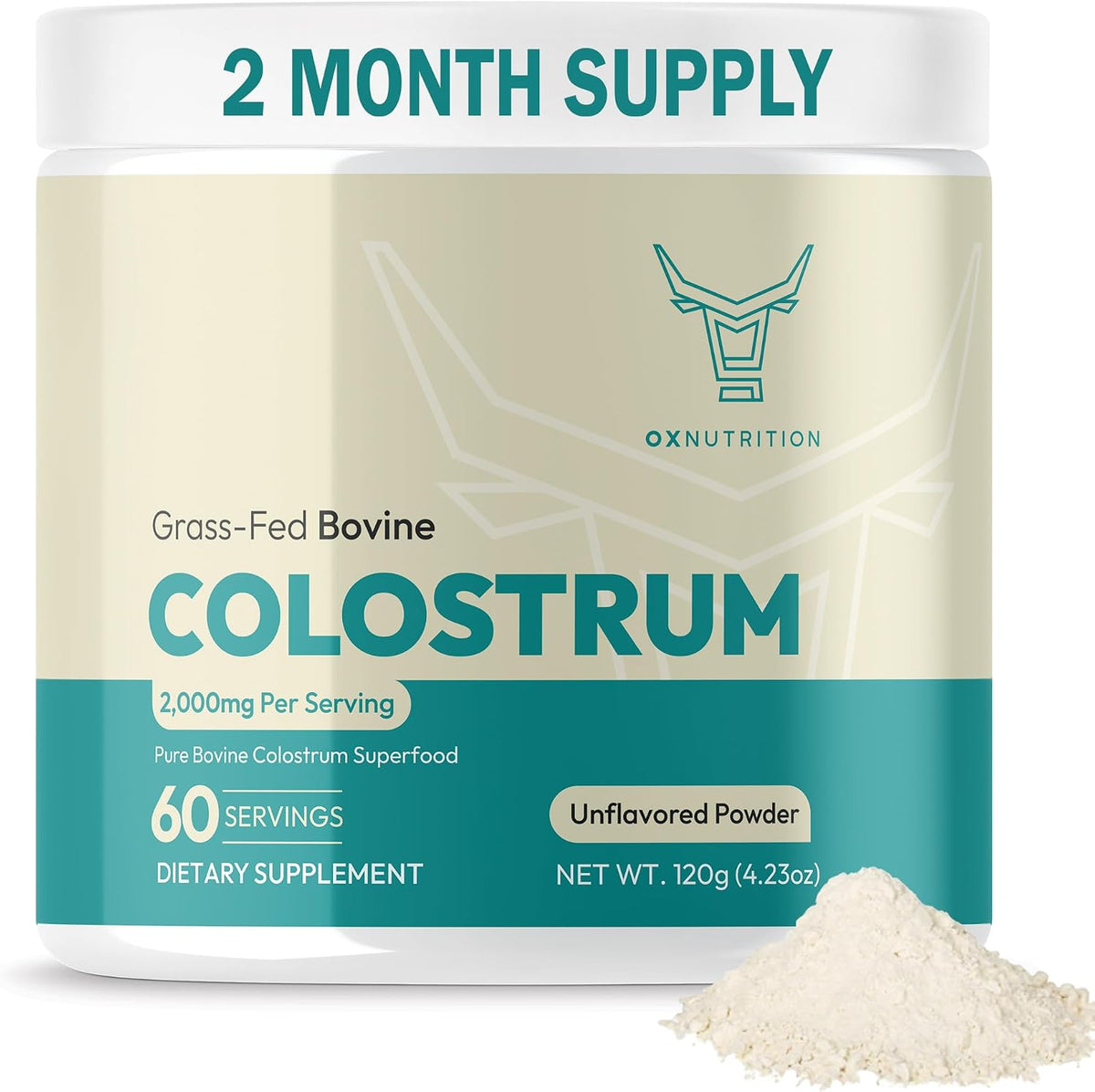 OXNUTRITION Colostrum Powder - Grass-Fed Bovine Colostrum for Gut Health, Immune Support & Muscle Recovery, Unflavoured, 60 Servings - görsel 8