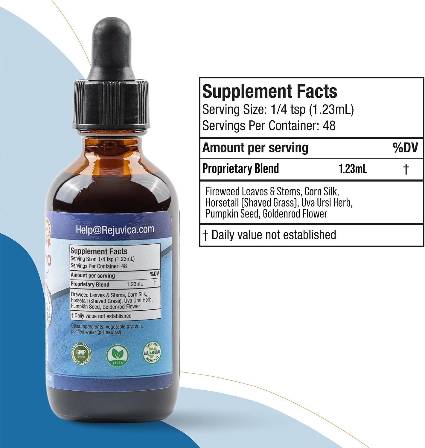 Rejuvica Health BladderPro Bladder Support Food Supplement - Liquid Drops with Pumpkin Seed, Uva Ursi, Goldenrod and More - görsel 6