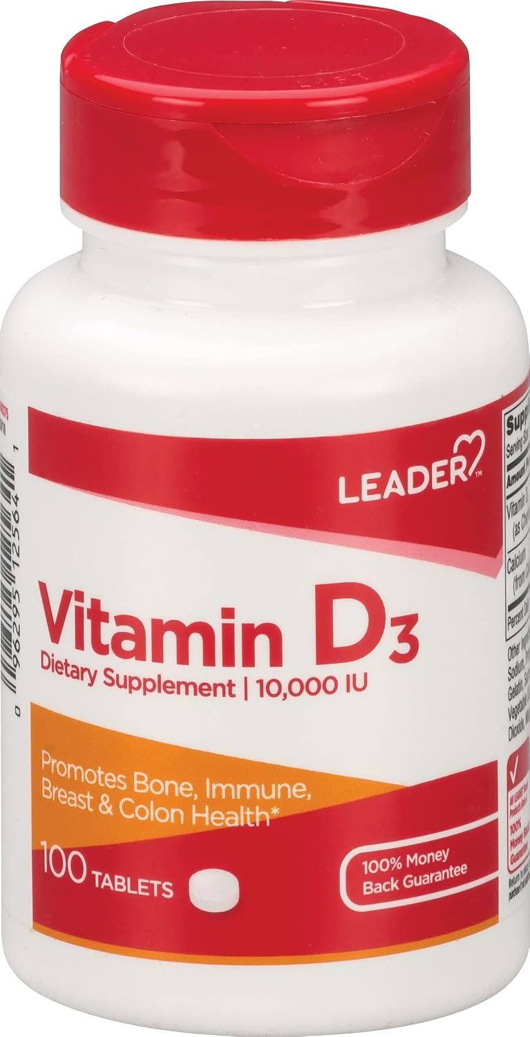 Leader Vitamin D3 10,000 IU High Strength, 100 Tablets - görsel 1