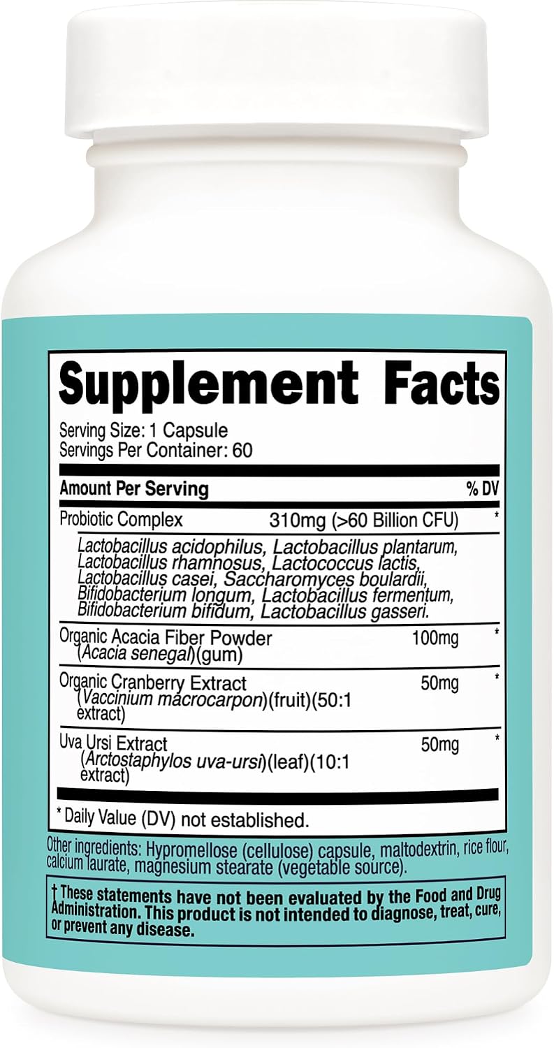 Nutricost Probiotic for Women – 60 Billion CFU, 60 Capsules – with Acacia Fibre, Uva Ursi & Cranberry Extract – Non-GM & Gluten-free - görsel 5