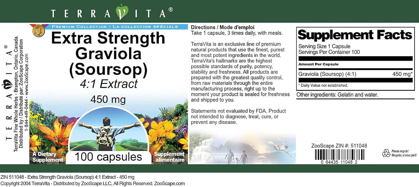 Extra Strength Graviola (Soursop) 4:1 Extract – 450 mg, 100 Capsules (3-Pack) - görsel 3