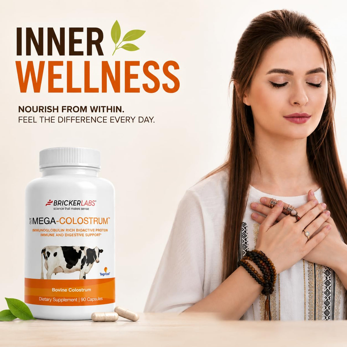 Bricker Labs Mega-Colostrum Capsules, Gut Health, Immunity, Skin & Hair, 1000 mg Bovine Colostrum Supplement 40% IgG, 45 Servings - görsel 8