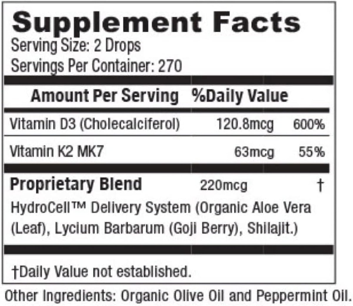 Herbal Nutrition Vitamin D3 + K2 Liquid Drops, 5000 IU D3 with K2 MK-7, 270 Servings - görsel 8