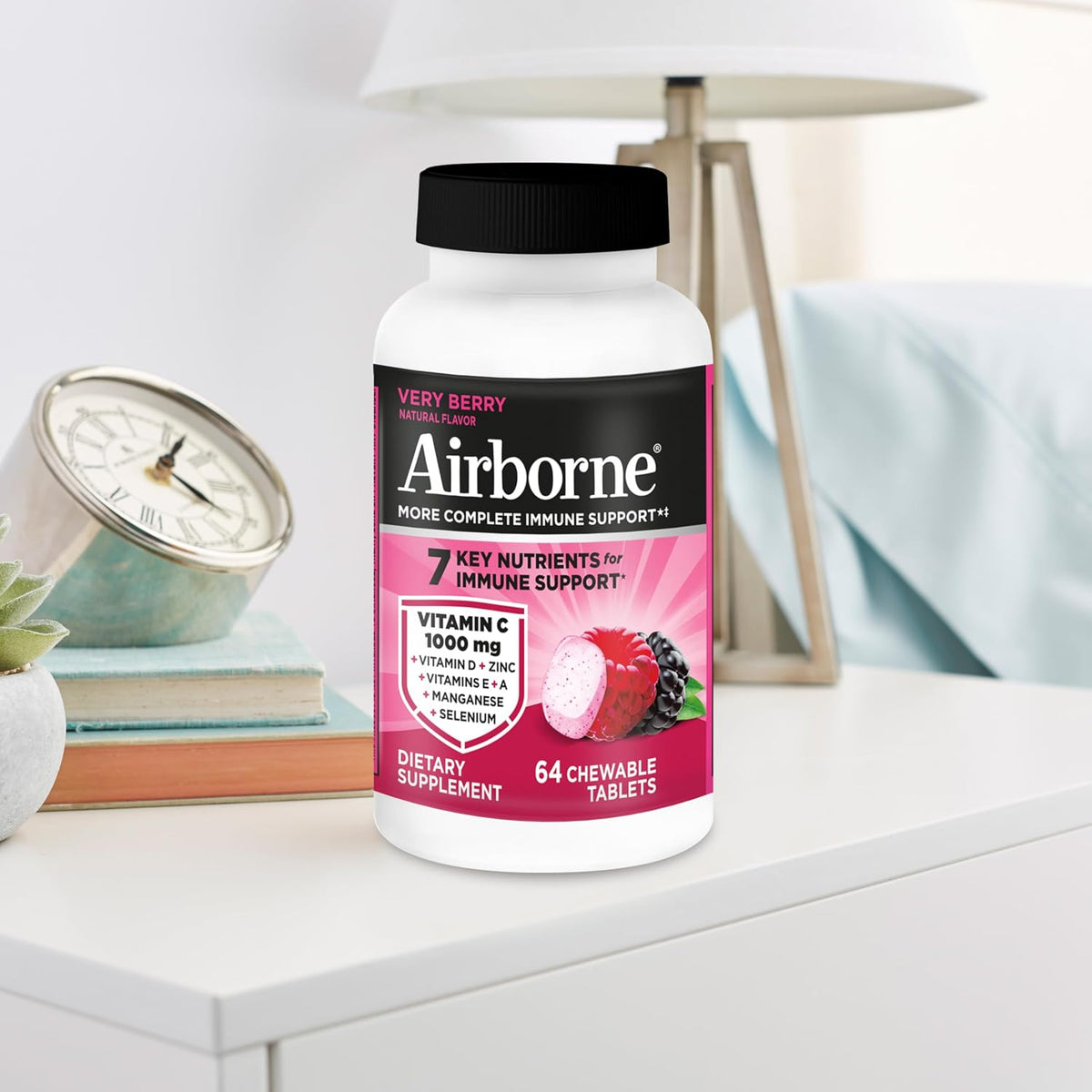 Airborne Berry Chewable Tablets - 64 Tablets - 1000mg Vitamin C Immune Support - görsel 10