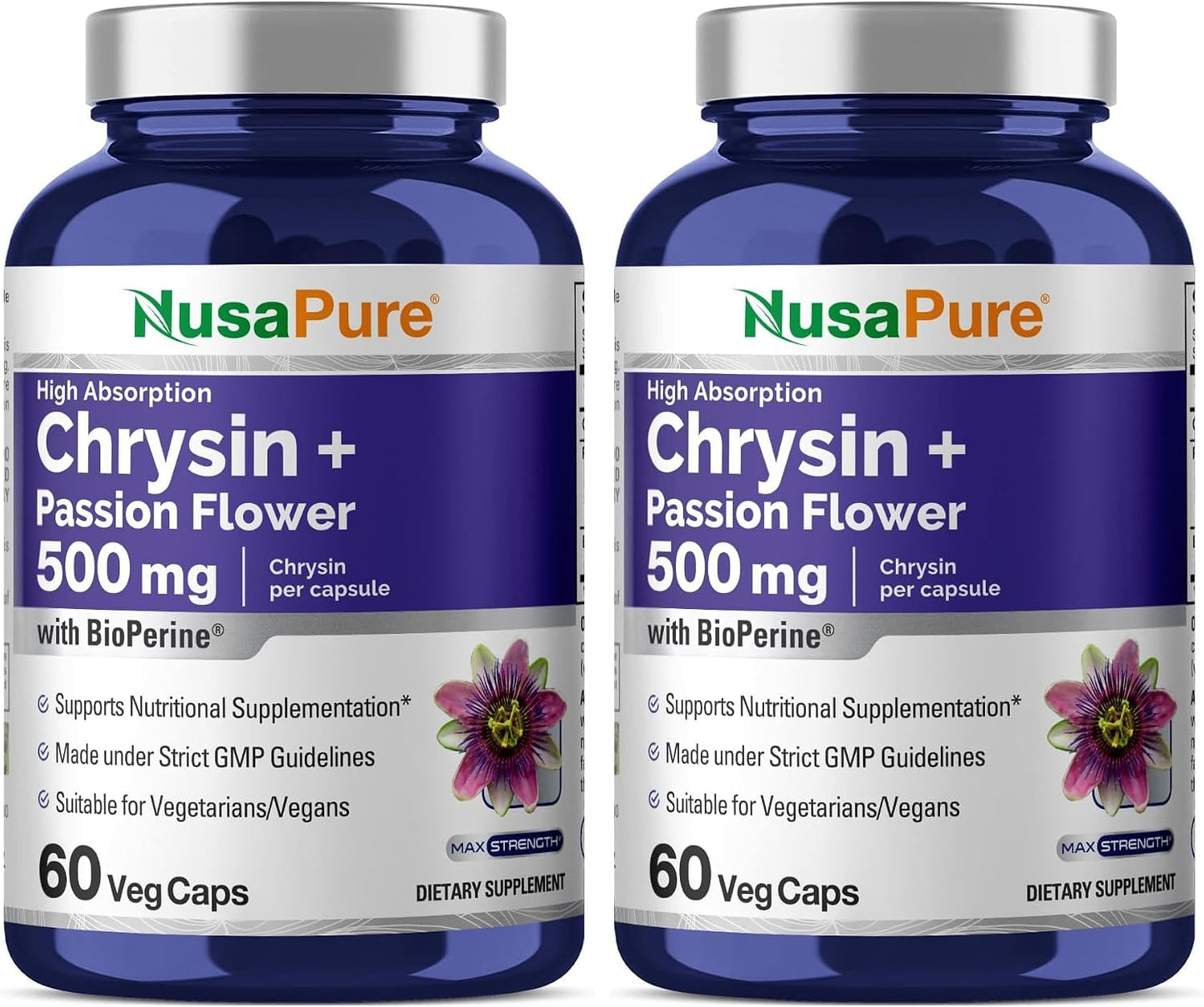 NusaPure Chrysin, 500mg, 60 Veg Capsules (Non-GMO, Vegan) - görsel 7