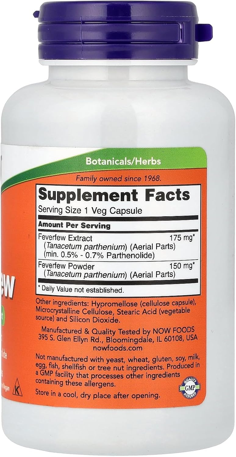 NOW Foods Feverfew Veg Capsules - 100 Capsules - görsel 2