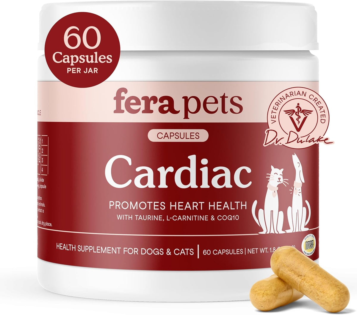 Fera Pets Cardiac Support Heart Supplement for Dogs & Cats with Taurine, L-Carnitine, CoQ10 - 120 Capsules - görsel 10