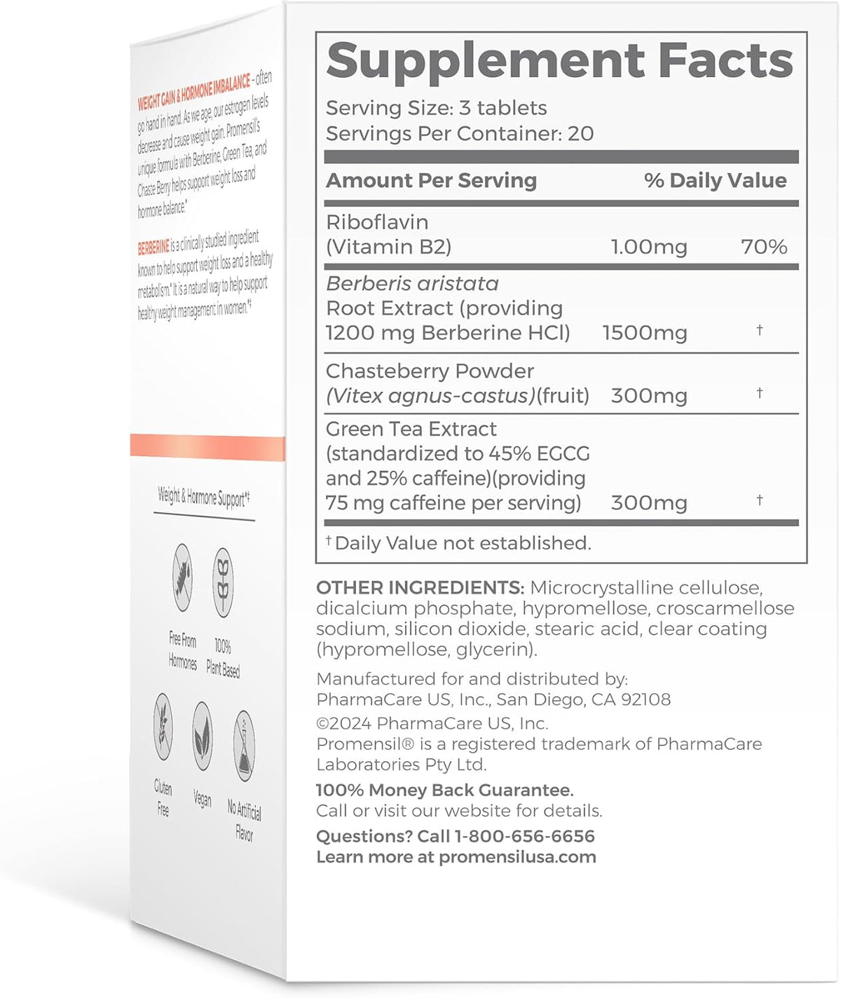 Promensil Weight Management Support - Berberine Hydrochloride Supplement for Women, Healthy Weight Management, Metabolic Support with EGCG Green Tea Extract, 1500mg Berberine Per Serving - 60 Tablets - görsel 8