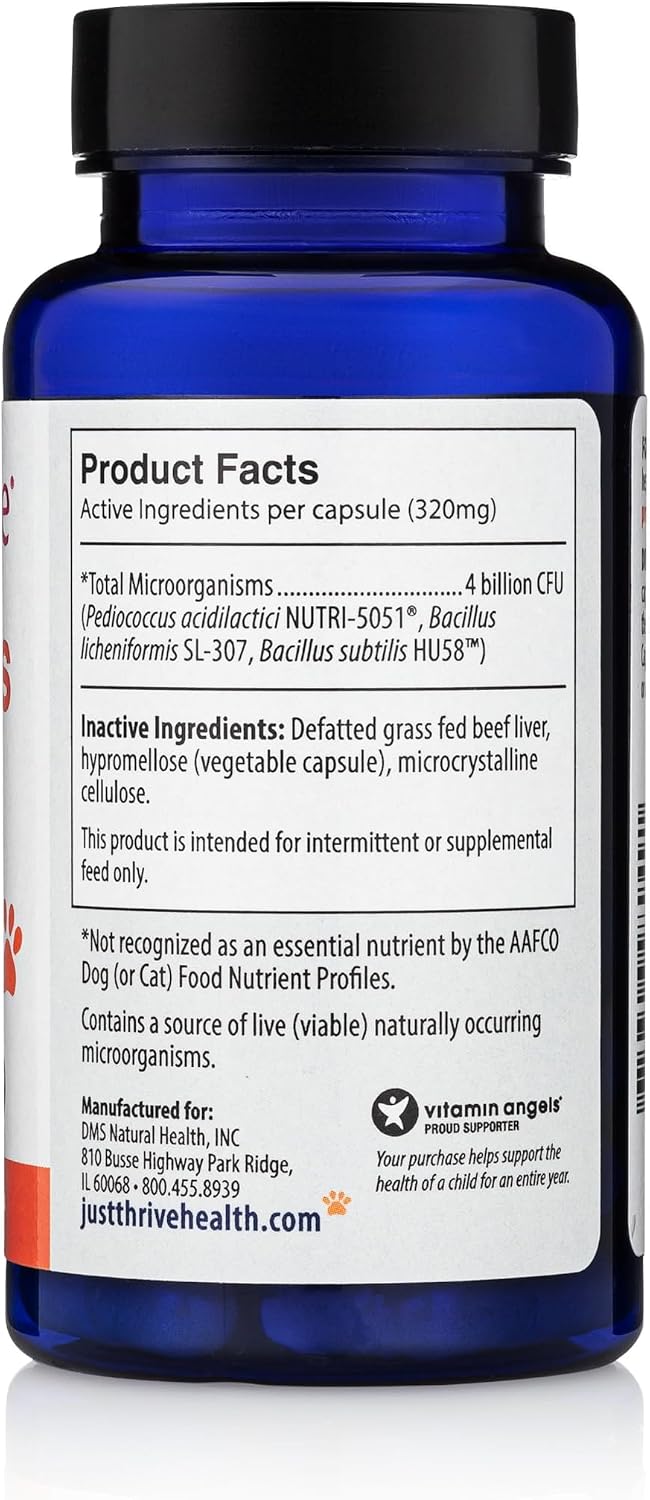 Just Thrive Just Pets Probiotic - Daily Digestive Probiotics for Dogs and Cats - 4 Billion CFUs, 30 Capsules - görsel 6