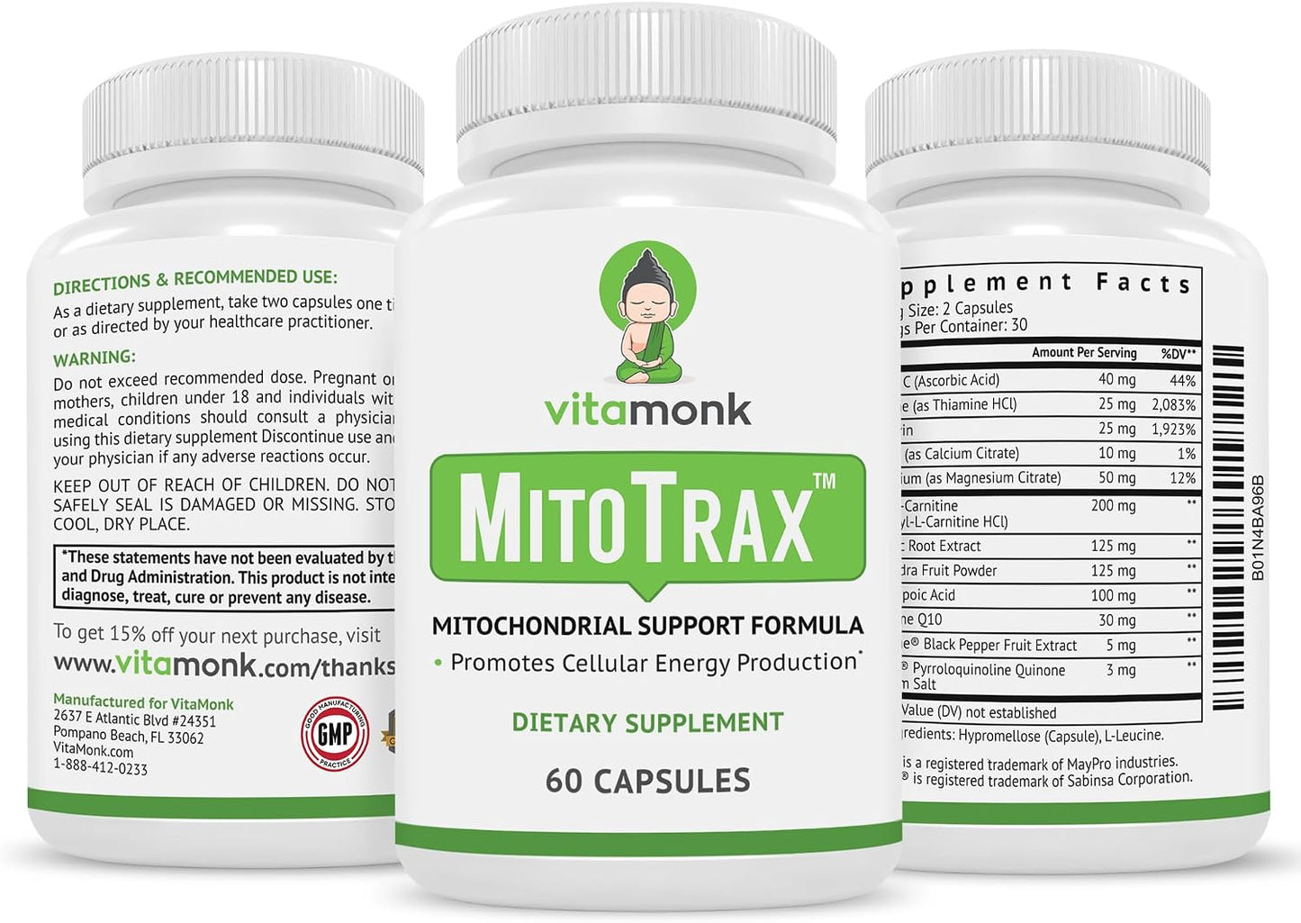 VitaMonk MitoTrax - Mitochondrial Support with PQQ, CoQ10, and ALCAR - görsel 8