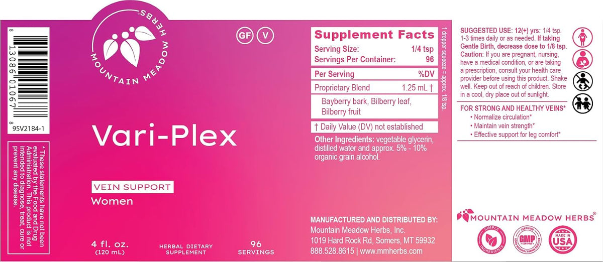 Mountain Meadow Herbs Vari-Plex - Natural Vein Support for Women, Fast-Acting Liquid Herbal Extract 118 ml - görsel 7
