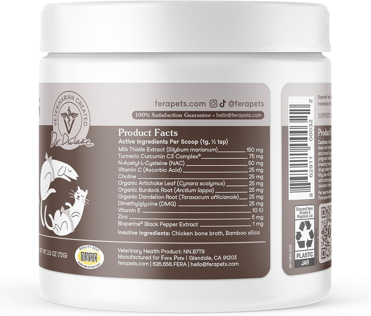Fera Pets Cat & Dog Liver Support Powder with Milk Thistle – 60 Scoops - görsel 9