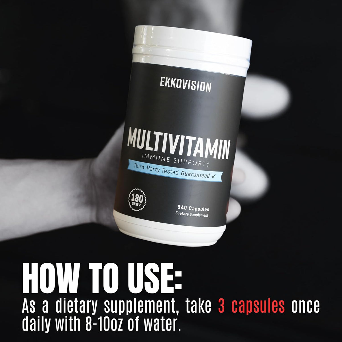 Ekkovision Multivitamin - Iron-Free Plant-Based Multi for Men & Women - 90 Servings (270 Capsules) - görsel 4