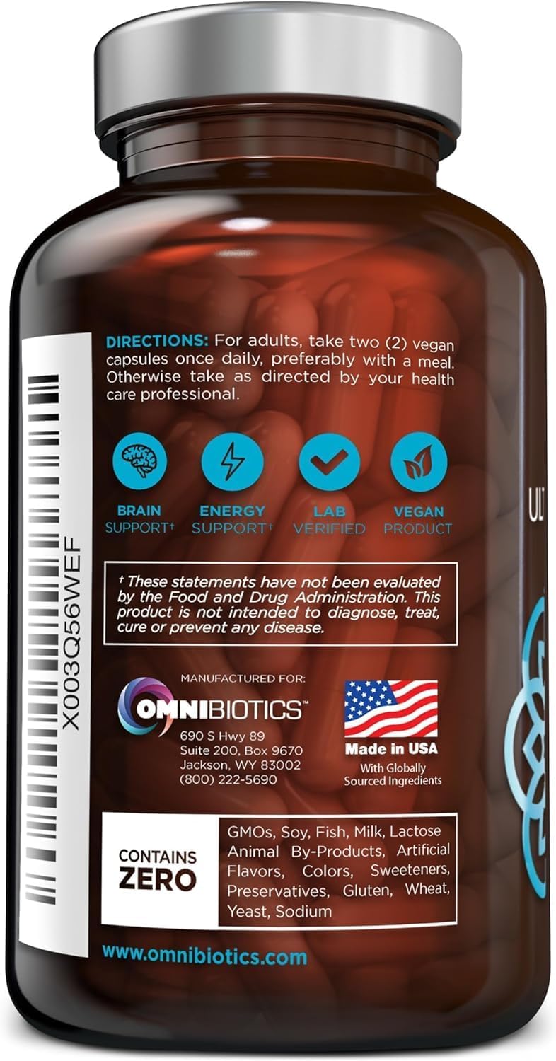OmniBiotics Ultimate Daily Multivitamin for Women & Men – 34 Essential Nutrients – 120 Vegan Capsules - görsel 7