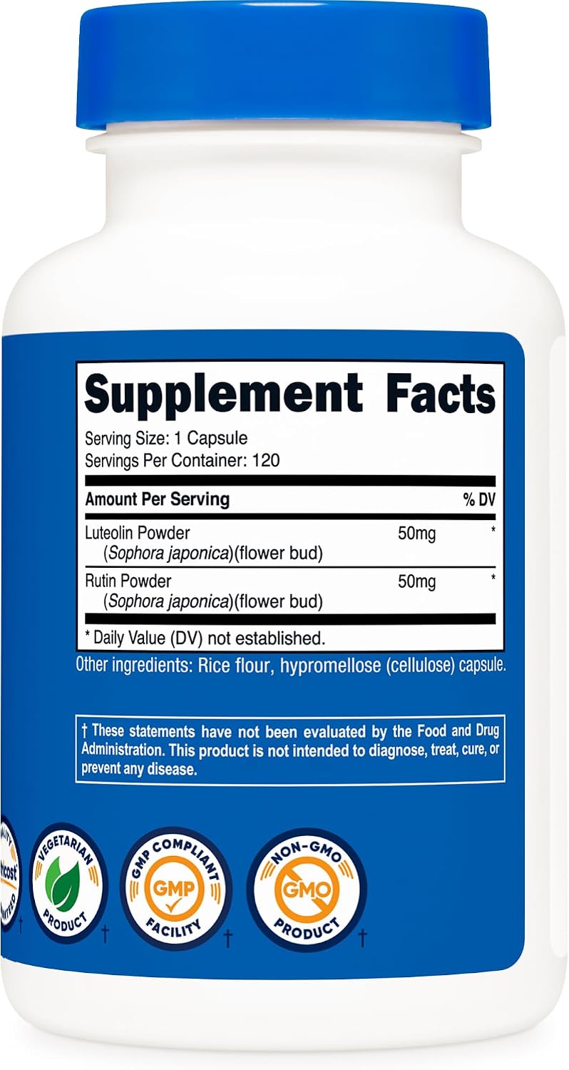 Nutricost Luteolin with Rutin Complex - 100mg (50mg Luteolin, 50mg Rutin) - 120 Vegetarian Capsules - görsel 5
