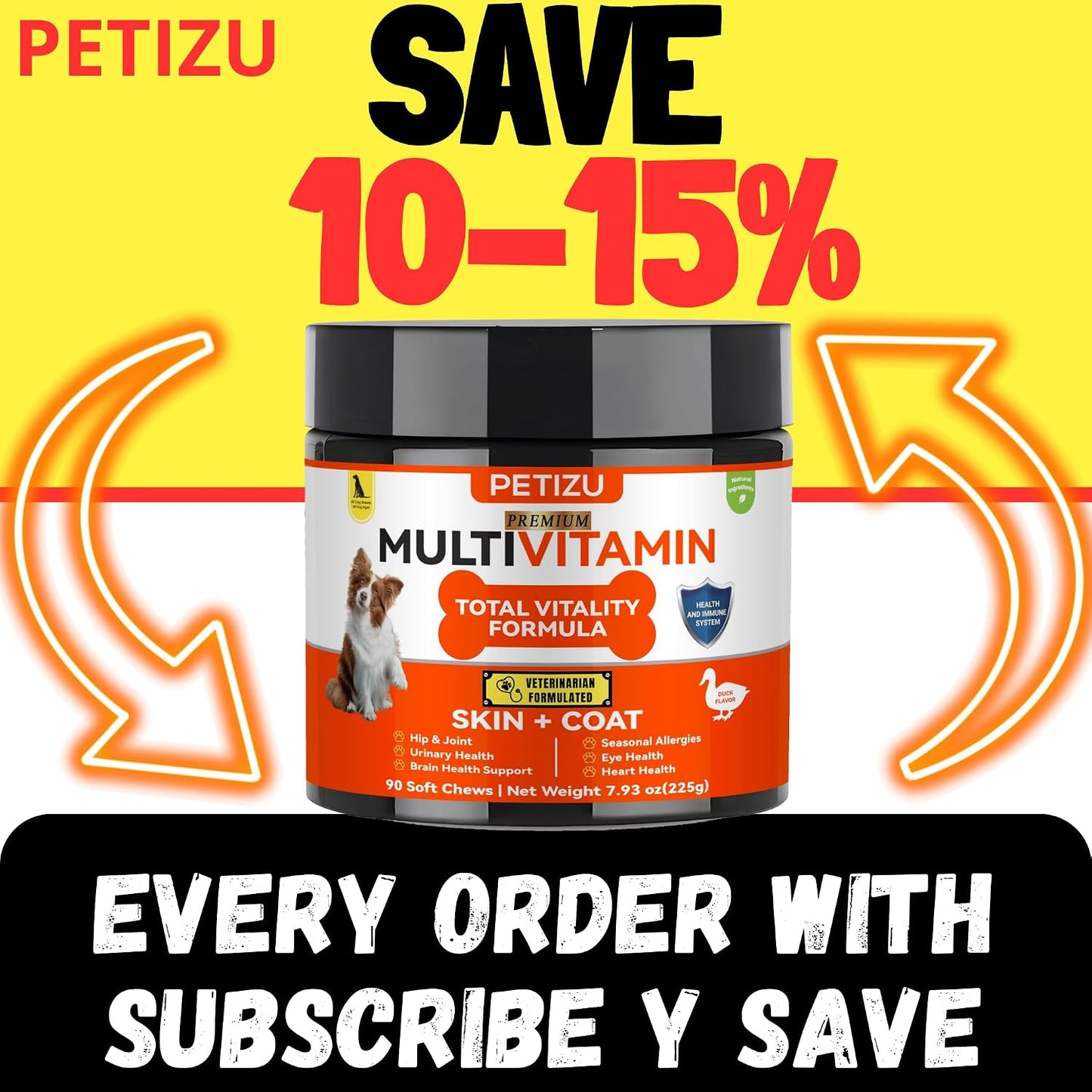 PETIZU Dog Vitamins Chews – Glucosamine Chondroitin for Joint Support + Digestive Enzymes & Probiotics – Multivitamin for Skin, Coat & Immune Health - görsel 7