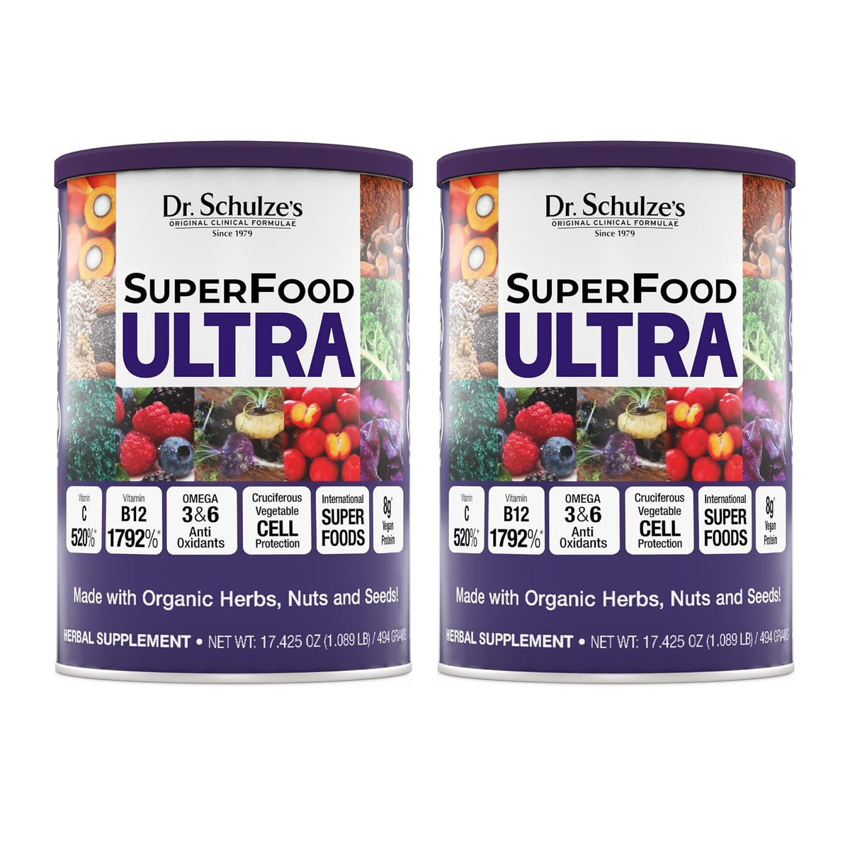 Dr. Schulze's SuperFood Ultra | Organic Superfood Powder | Vitamin B Complex + 520% Vitamin C | Vegan, Non-GM & Gluten-Free – Image 8