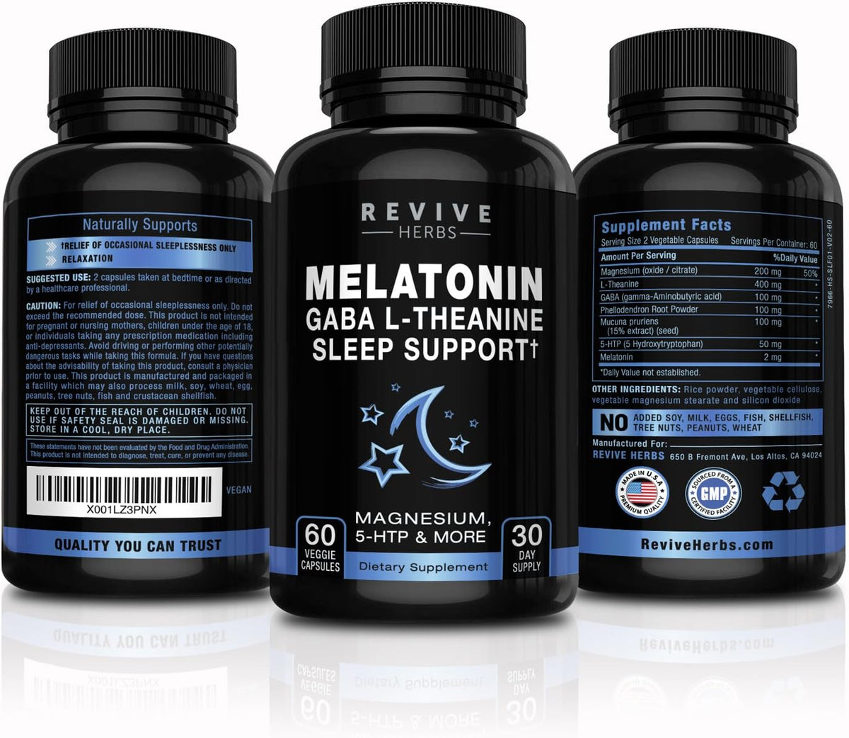 Melatonin, GABA, L-Theanine - 60 Vegetarian Capsules - görsel 4