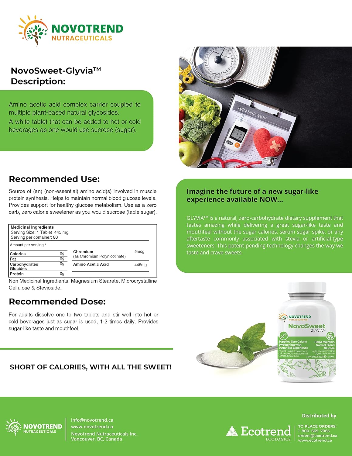 NovoSweet Glyvia 80 Tablets Natural Sweetener – Zero Carb, Keto & Vegan Friendly - görsel 4