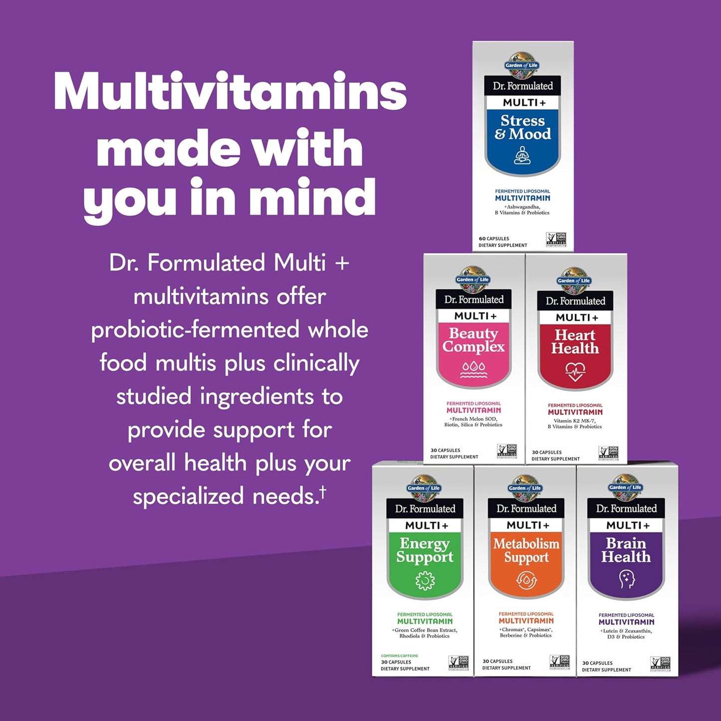 Garden of Life Dr. Formulated Multi+ Brain Health Capsules – Memory & Focus Support, 30 Count - görsel 8