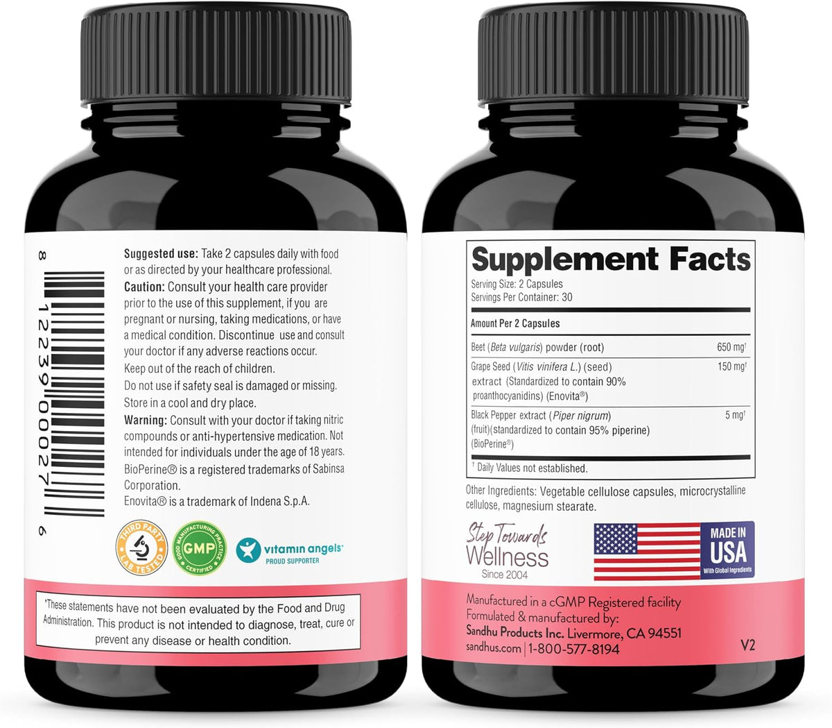 Sandhu's Beetroot Capsules 1200mg with BioPerine and Grape Seed Extract – 60 Capsules - görsel 9