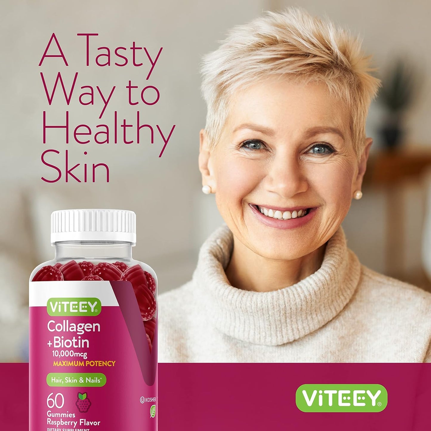 Viteey Collagen + Biotin Gummies for Hair Skin & Nails (120 Gummies) - görsel 6
