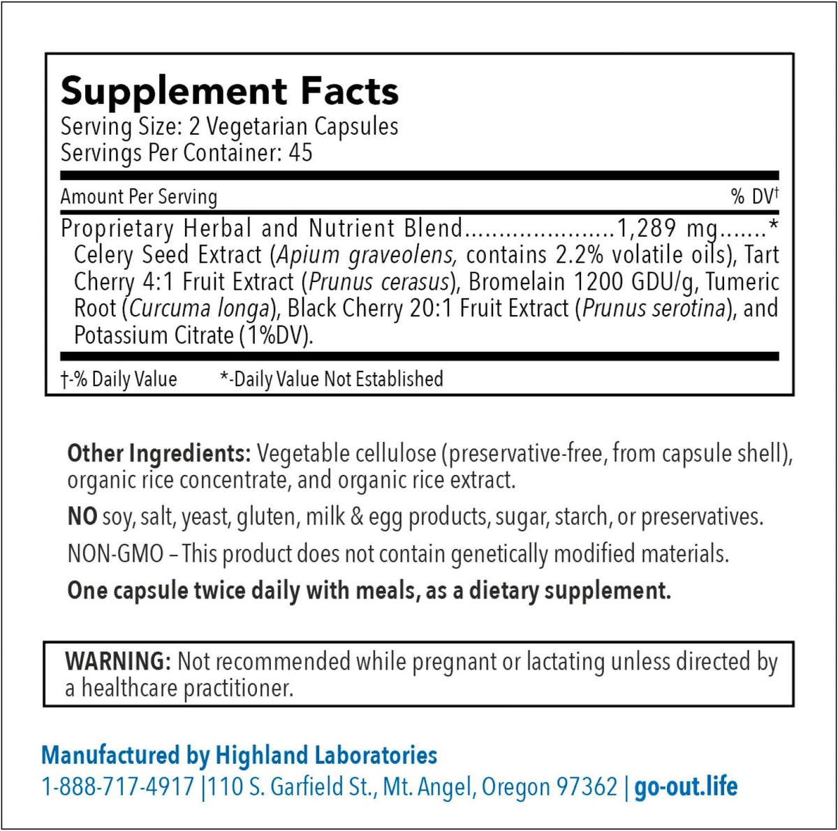 Go Out Daily Maintenance: Tart Cherry, Celery Seed & Turmeric Supplement for Uric Acid Support (90 Capsules) - görsel 6