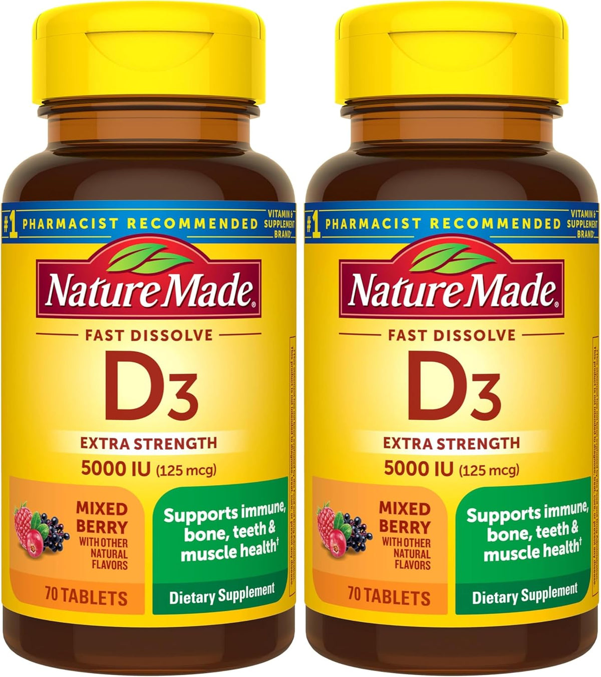 Nature Made Vitamin D3 5000 IU Extra Strength Fast Dissolve Tablets - Immune & Bone Support, 70 Tablets - görsel 10