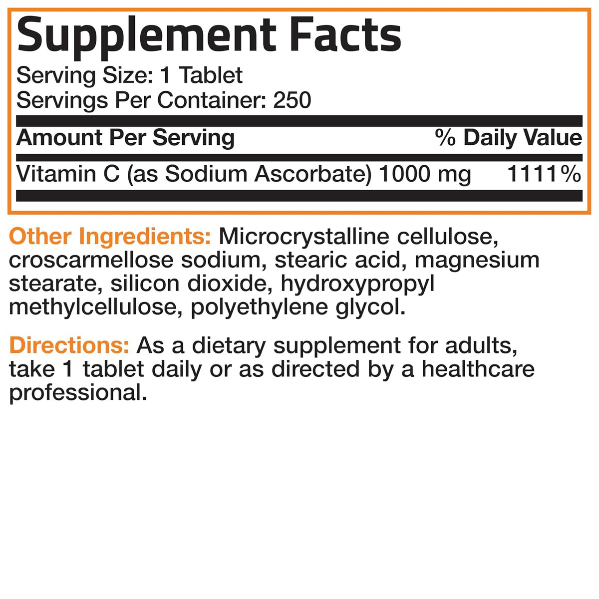 Bronson Sodium Ascorbate Non-Acidic Vitamin C 1000 mg Tablets, 250 Count - görsel 9