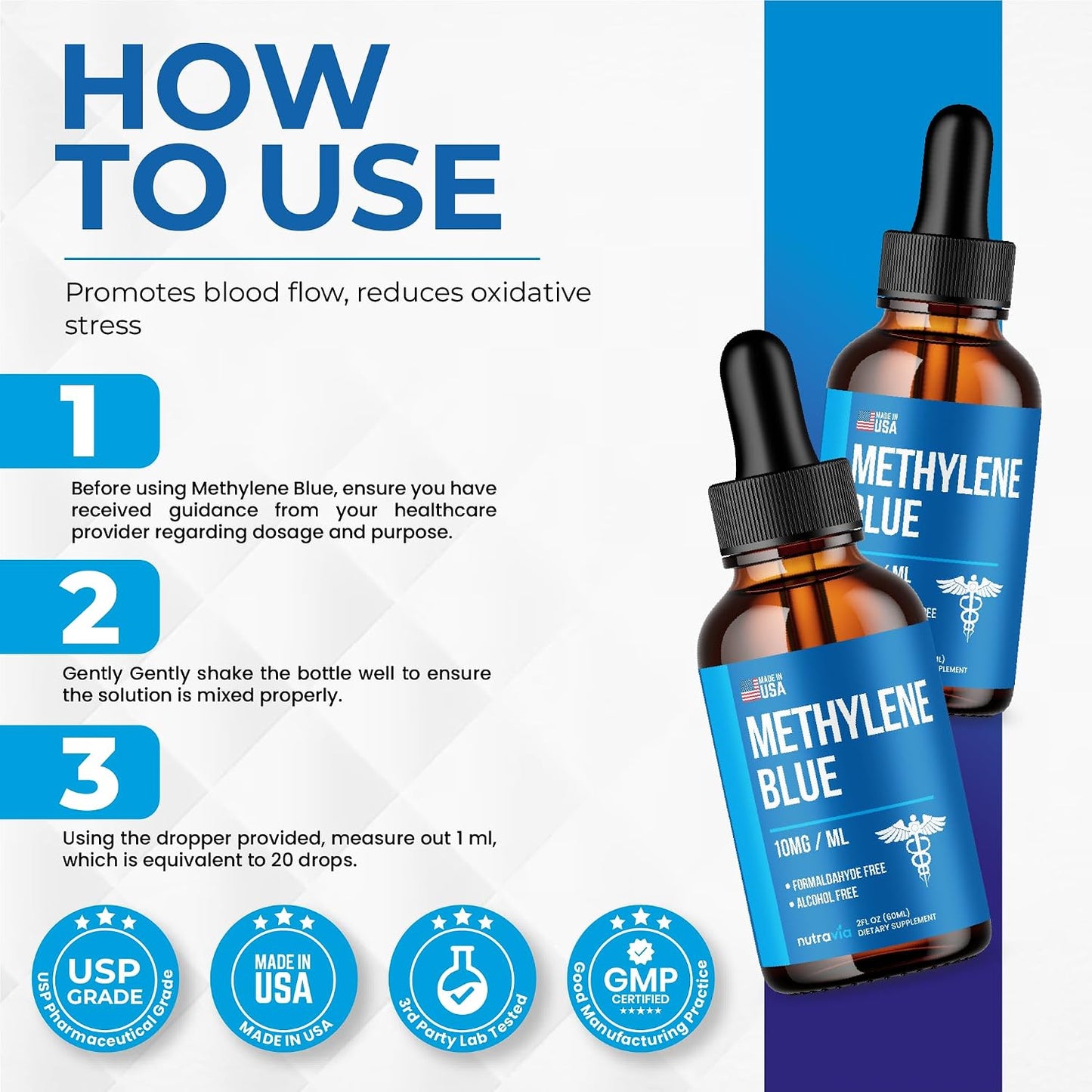 Methylene Blue Drops 1% USP Grade - 60ml - görsel 9