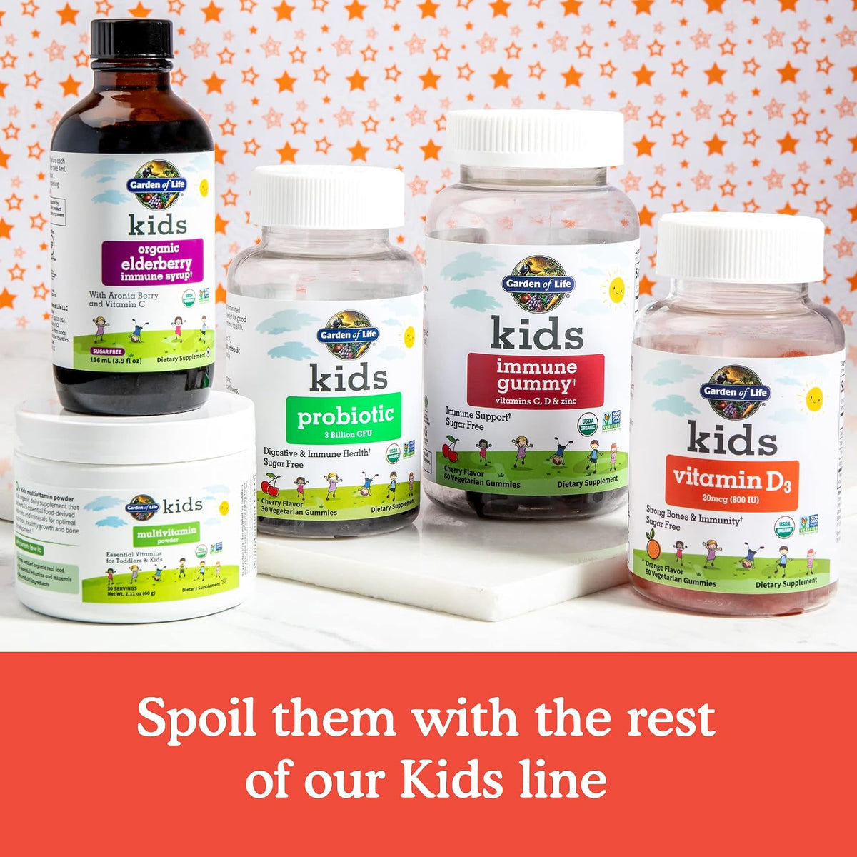 Garden of Life Kids Vitamin D3 Gummies, Orange, 20 mcg (800 IU), 60 Vegetarian Gummies - görsel 6