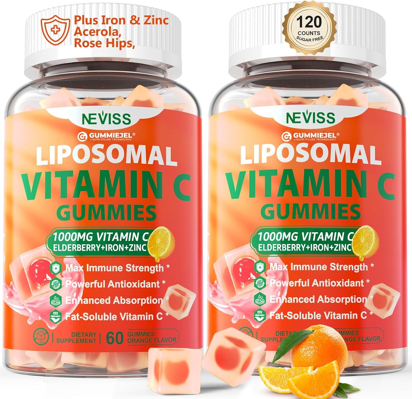 NEVISS Liposomal Vitamin C 1000mg Gummies with Elderberry, Zinc and Iron - görsel 8