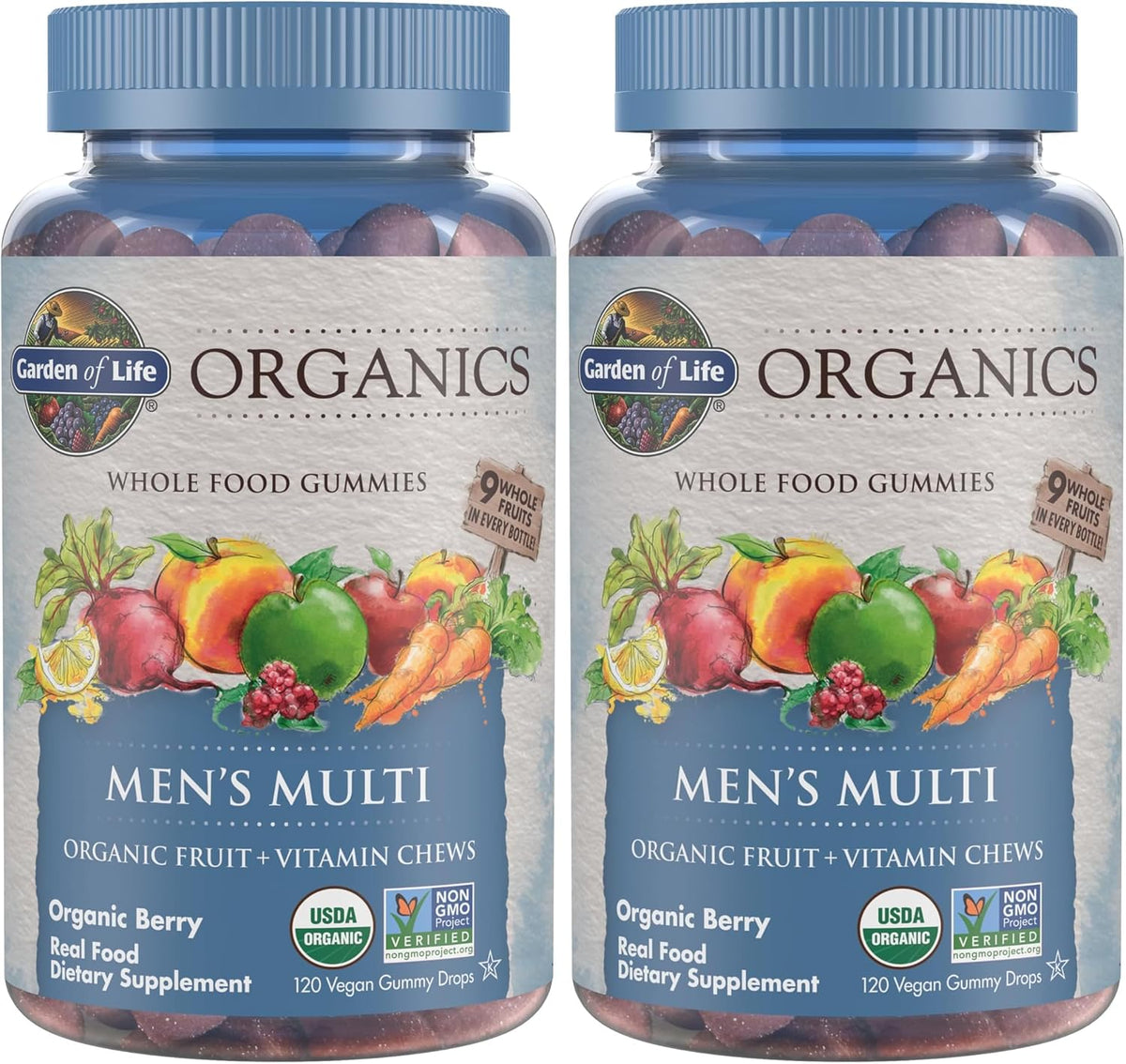 Garden of Life Organics Men's Gummies Vitamins Berry Flavour – Multivitamin for Men with Methyl B12, C & D3, USDA Organic, Non-GM, Vegan, 120 Gummies - görsel 8