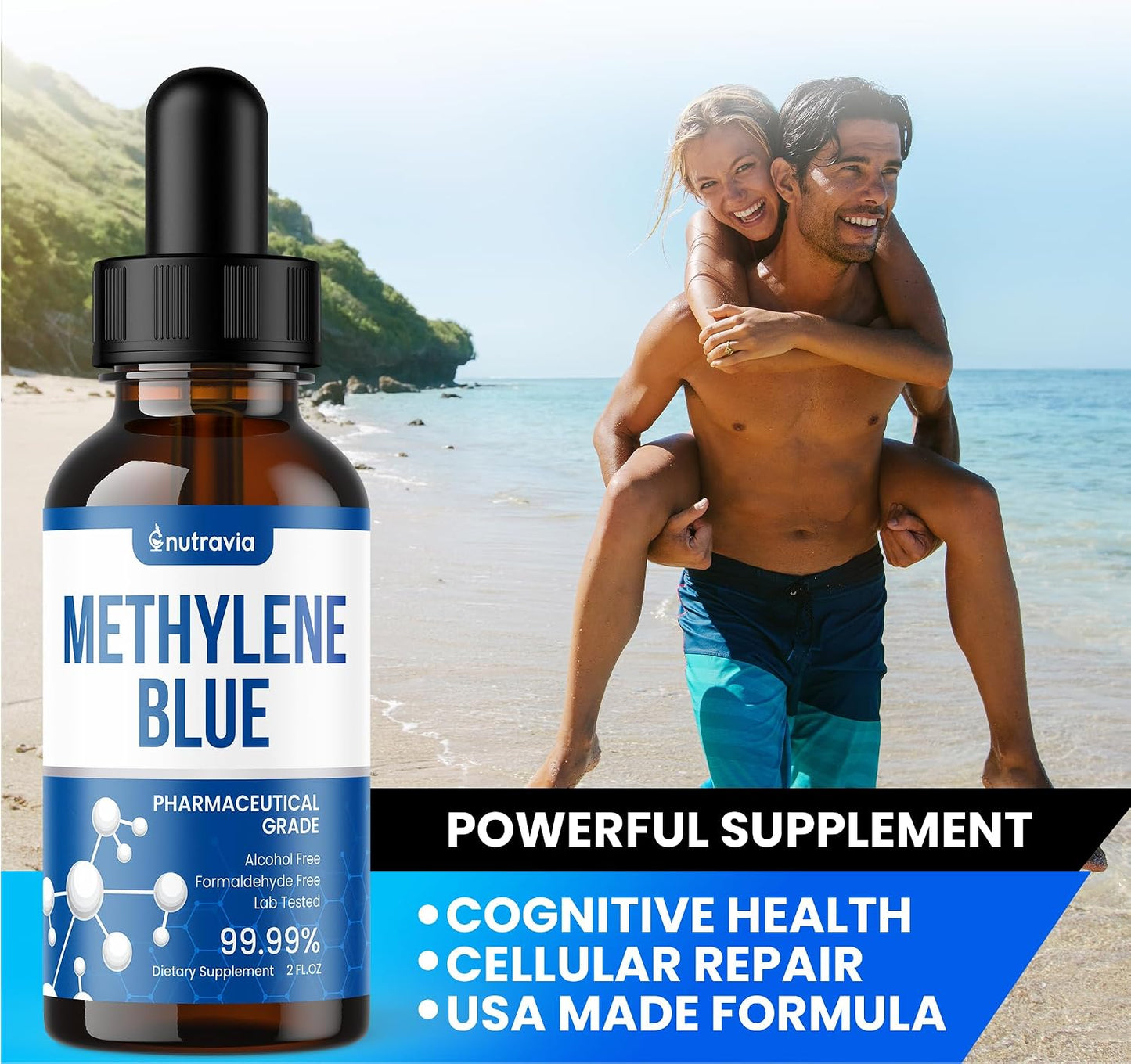 Nutravia Methylene Blue Pharmaceutical Grade – Lab Tested – USA-made – Liquid Drops (60ml) - görsel 8