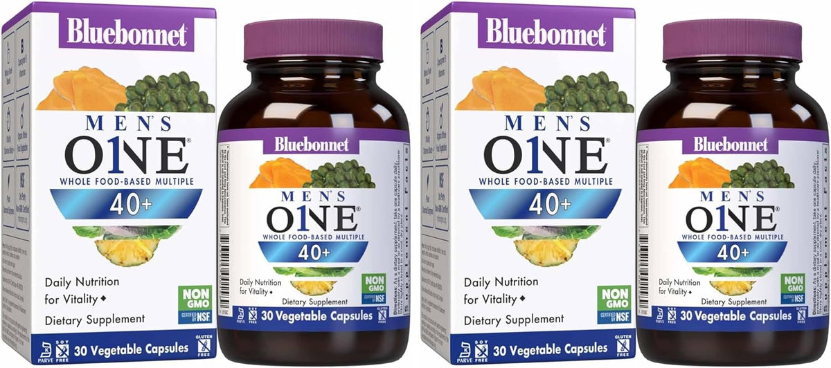 BlueBonnet Nutrition Men's ONE 40+ Whole Food-Based Multiple, Men Multivitamin for Men 40+, Soya-Free, Non-GM, Gluten-free, Kosher, 30 Vegetable Capsules - görsel 8