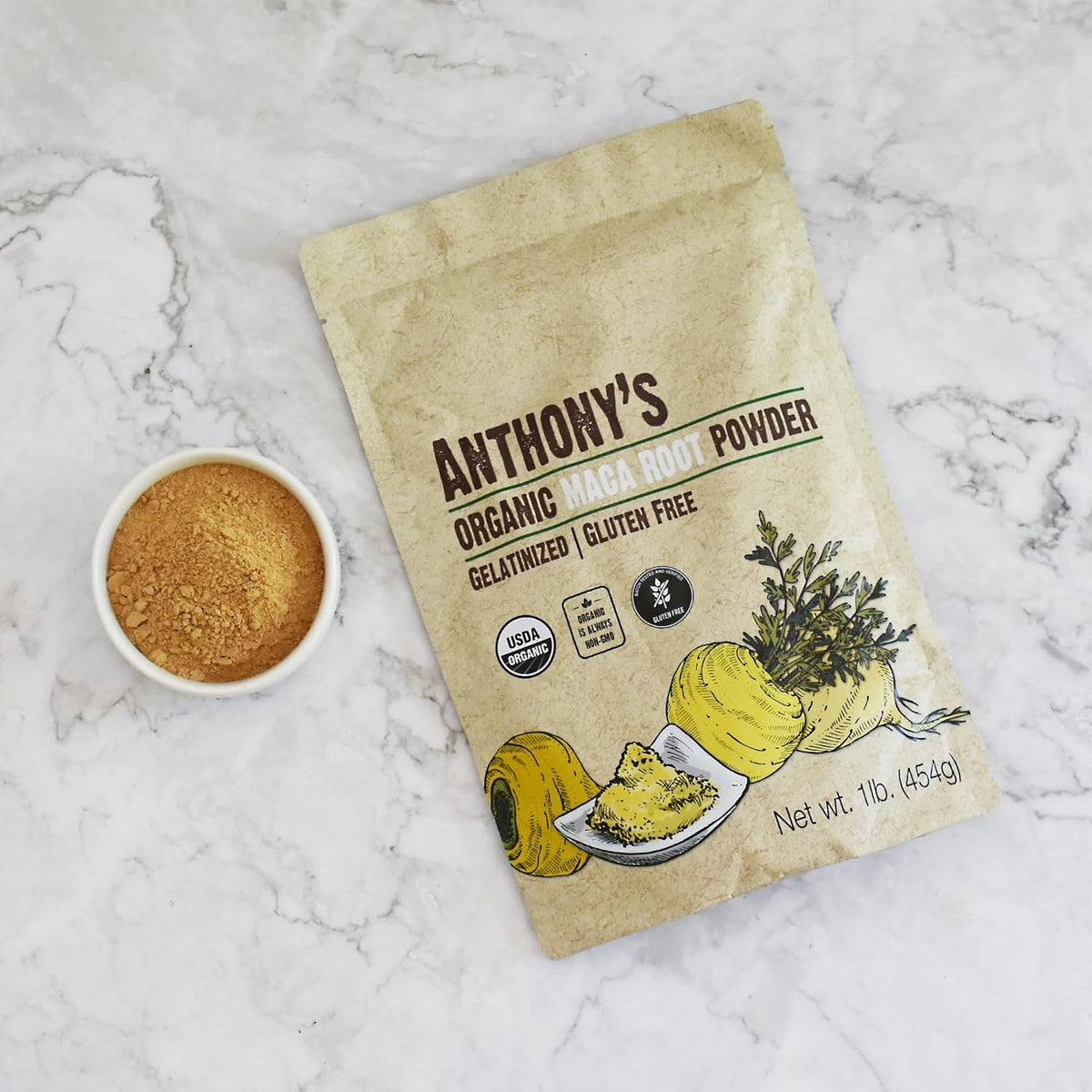 Anthony's Organic Gelatinised Maca Root Powder, 1 lb - görsel 6