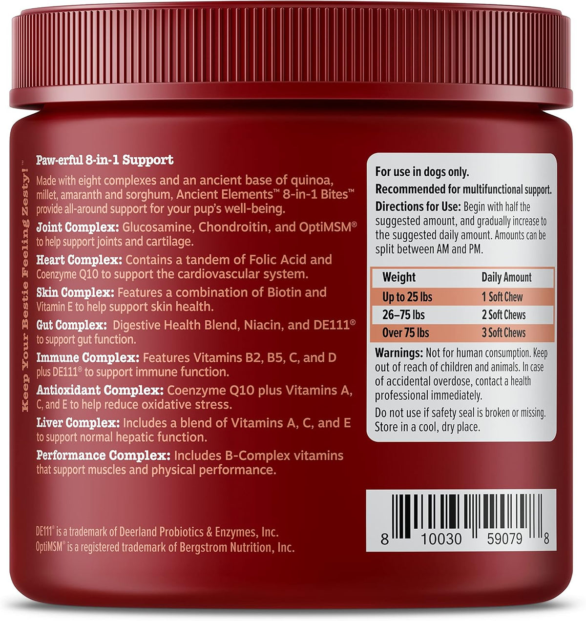 Zesty Paws Dog Multivitamin – 8-in-1 Chewable Supplement with Glucosamine, Omega-3 & Probiotics – Bison – 90 Count - görsel 8