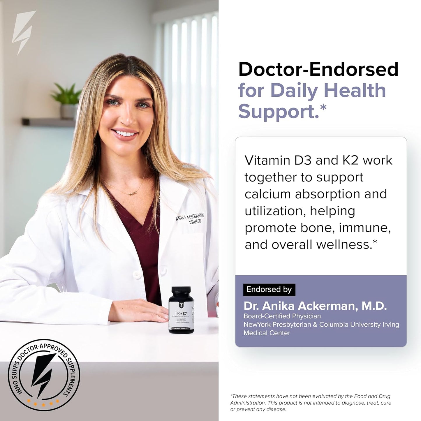 Inno D3+K2 - Vitamin K2 and D3 Supplement with Magnesium for Immune Support, Bone Strength, and Cardiovascular Health - Vitamin Complex Supplements for Overall Health & Wellness (30 Capsules) - görsel 7